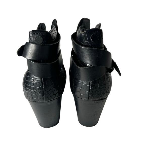 Rag & Bone Harrow Crocodile-Embossed Leather Booties Black Size 10 - Picture 5 of 7